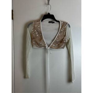 Pretty little thing gold and cream top on size 2